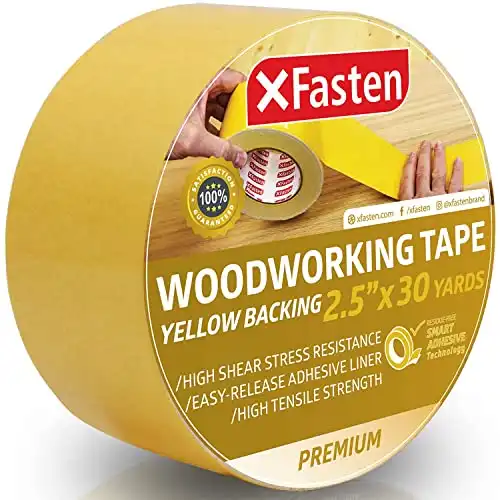 XFasten Double Sided Woodworking Tape w/Yellow Backing 2.5 Inches x 30 Yards